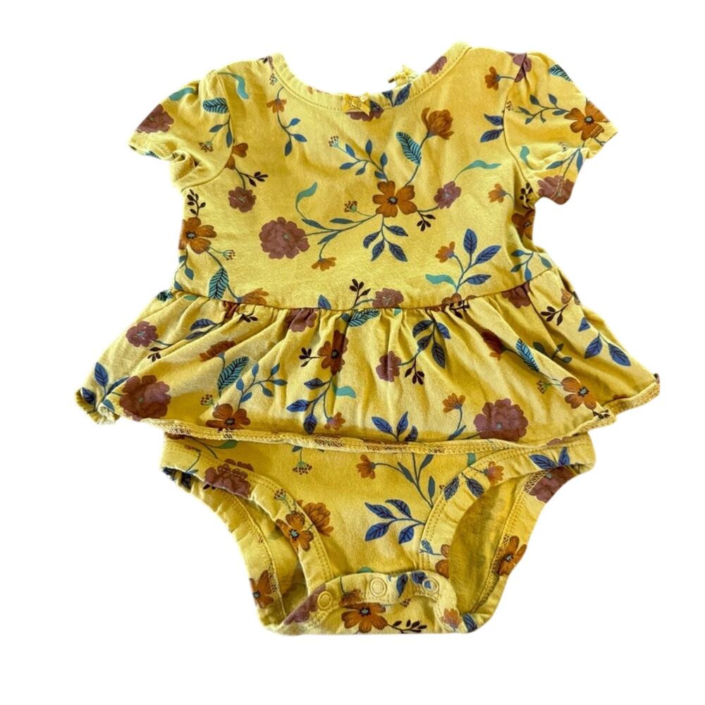 Carter's Adorable, Boho Yellow Floral Baby Dress, Size 6M Cottage One Piece